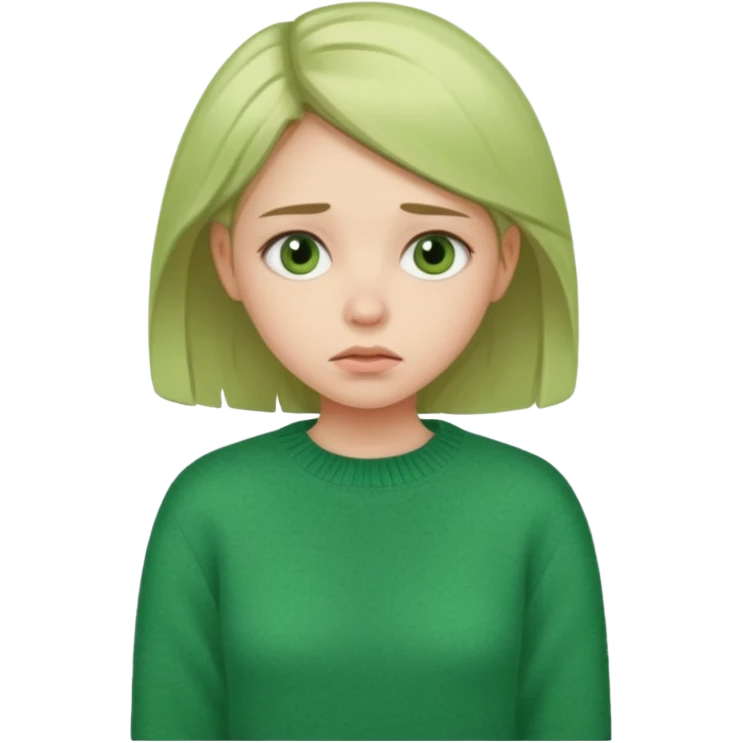 girl has sore throat in green sweater emoji