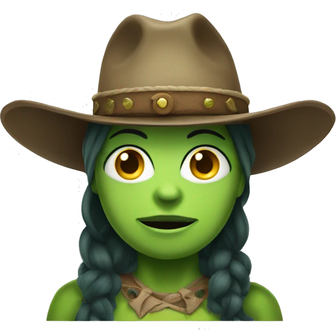 green ogre lady wearing cowboy hat emoji