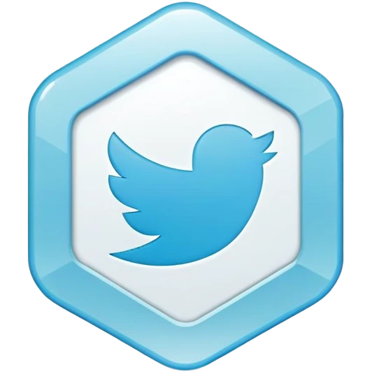 Twitter verification checkmark badge, light blue irregular octagon with white checkmark emoji