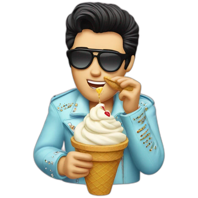 Elvis eating ice cream emoji