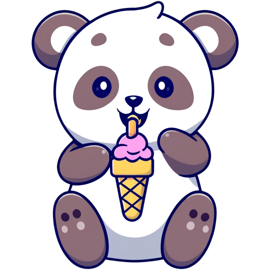 Panda eating ice cream emoji