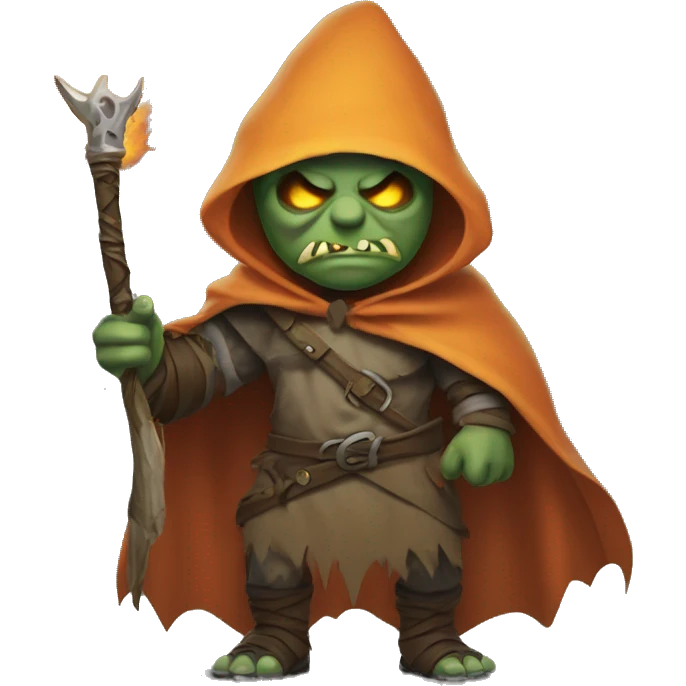Orc weapon spirit with ghostly weapons, cloak with burning eyes, Halloween theme, emoji emoji