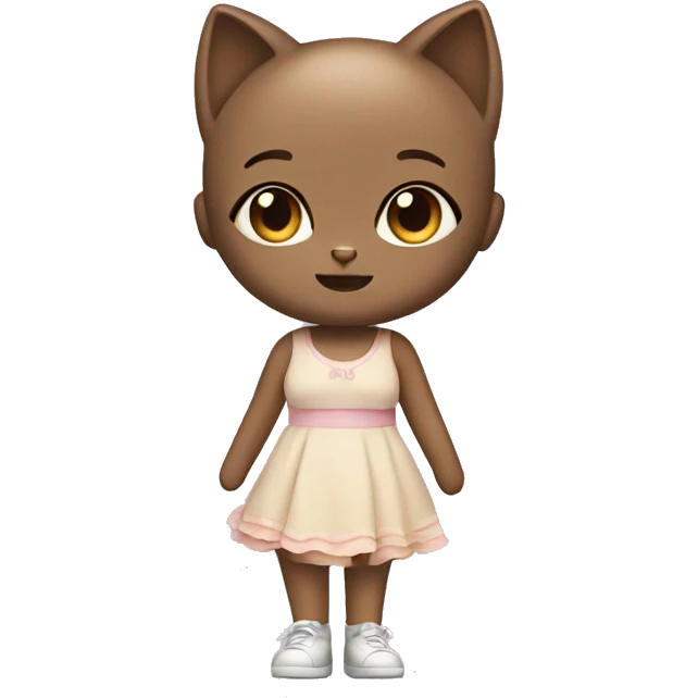 A cute cat with half girl lower body.. wearing dress and big body emoji