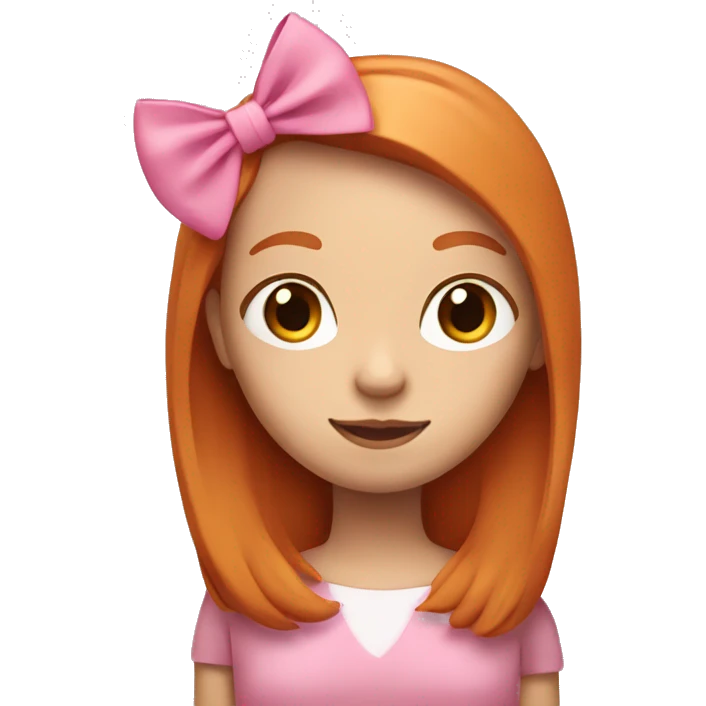 Ginger girl with straight hair and pink bow in hair emoji