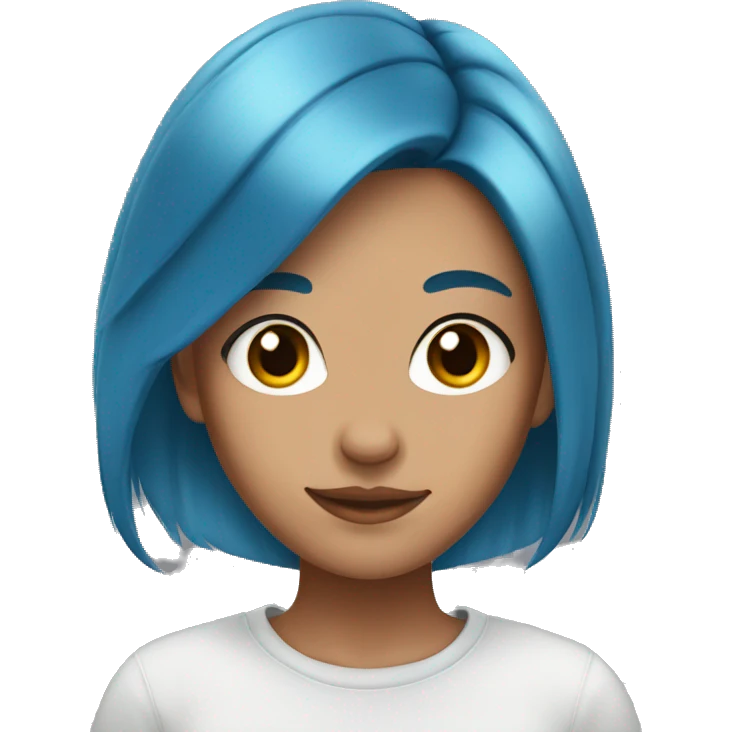 1 teen girl with blue hair and brown eyes emoji