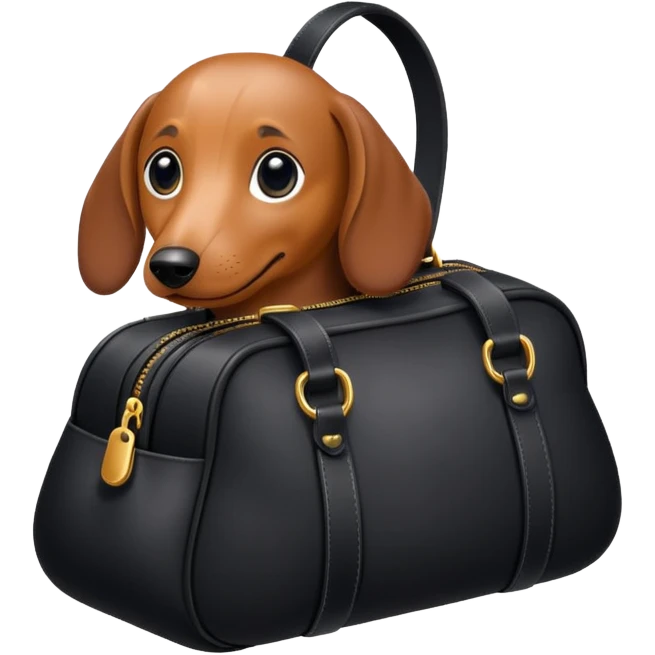 a black bag shaped like a dachshund emoji
