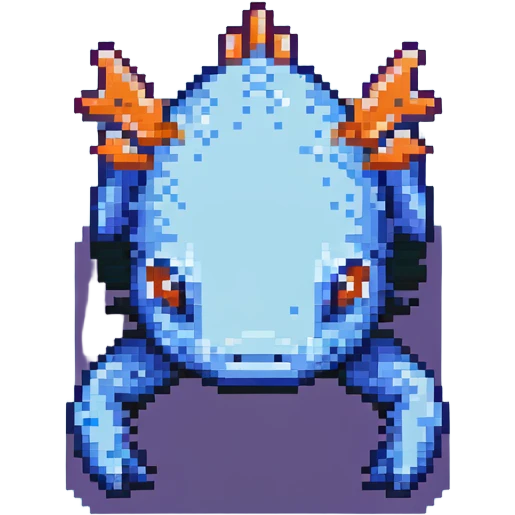 blue Minecraft axolotl, authentic blocky style and proportions, pixel art emoji