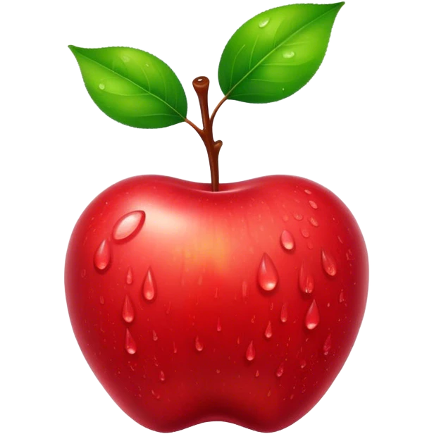 Cinematic Realistic Apple Emoji, Fresh and vibrant, with a crisp, red skin glistening with droplets of water. The smooth, shiny surface catches the light, while the green stem adds a natural touch. Soft glowing outline, capturing the essence of health, sweetness, and freshness in a crisp apple! emoji