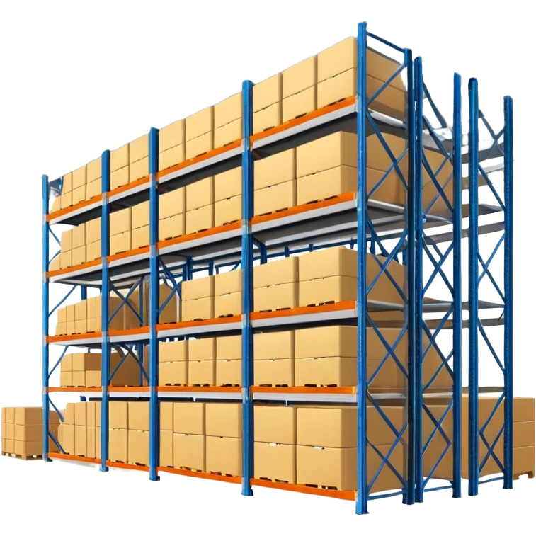 warehouse with storage racks, representing Lagerplatz (storage location) emoji
