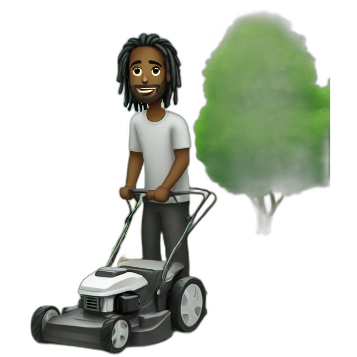 Dark Black man with dreads mowing emoji