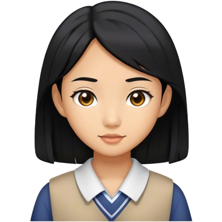 Black hair asian schoolgirl emoji