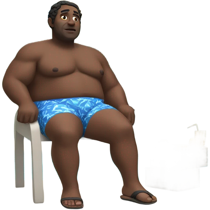 fat black Roman in swimsuit by pool emoji
