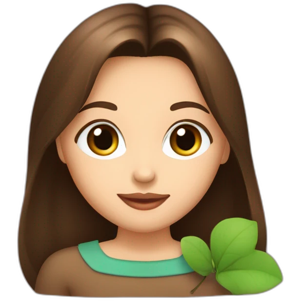 Fille de brune belle nez rond bouche en cœur yeux marron vert en amande emoji