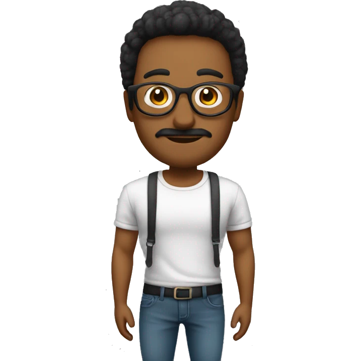 pelo negro sin barba sin bigote cuerpo entero con gafas emoji