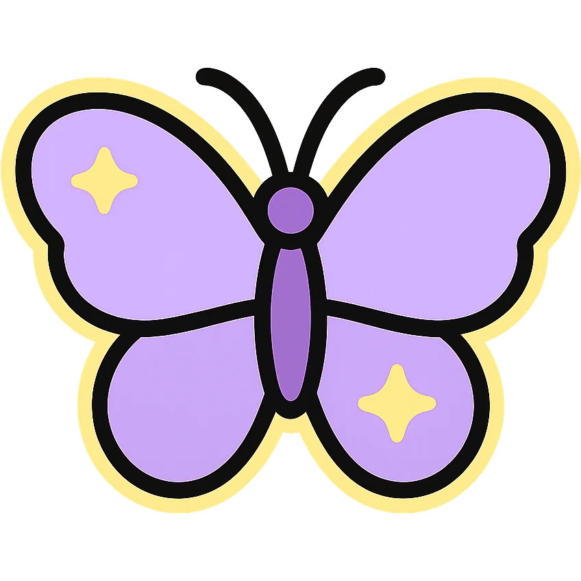 soft and whimsical purple butterfly with a gentle glow, dreamy and light emoji