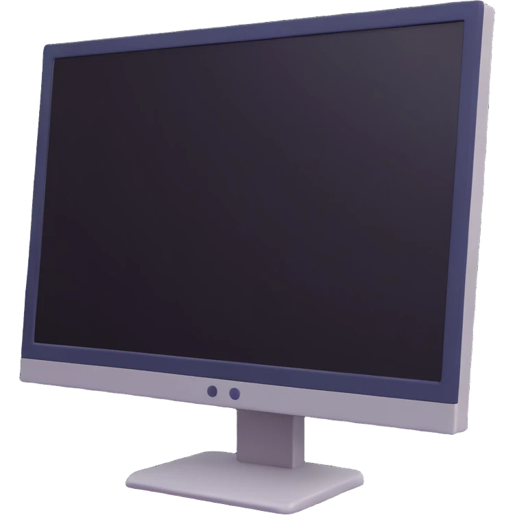 Minimalist 3D-emoticon-style icon of a desktop monitor with soft shading and subtle highlights emoji