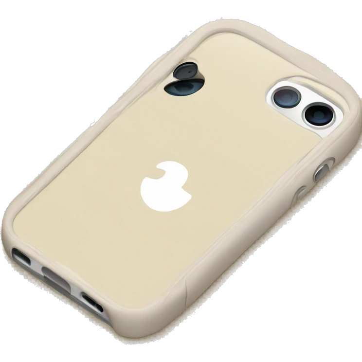 white iPhone 14 with beige checkered case emoji