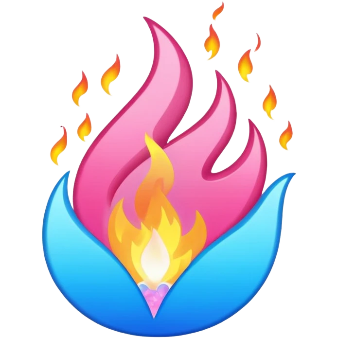 pink blue white fire emoji