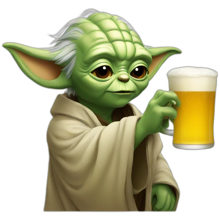 Yoda drinks beer emoji