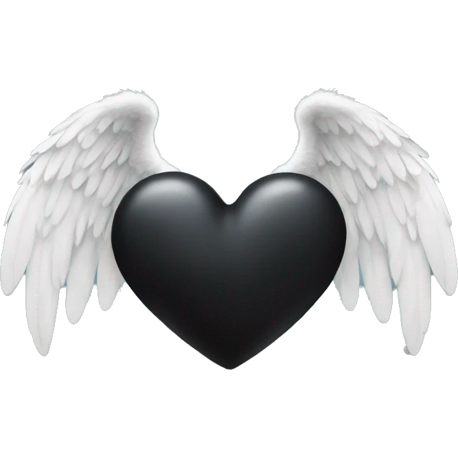 Black heart with angel wings emoji