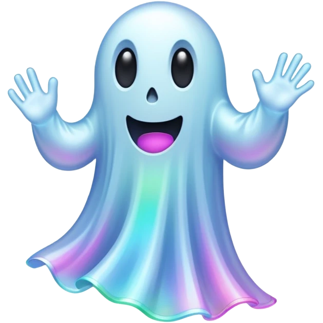A holographic ghost running emoji