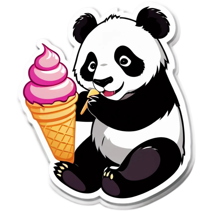 Panda eating ice cream emoji