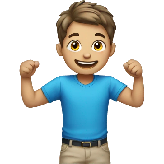 happy boy in blue shirt emoji