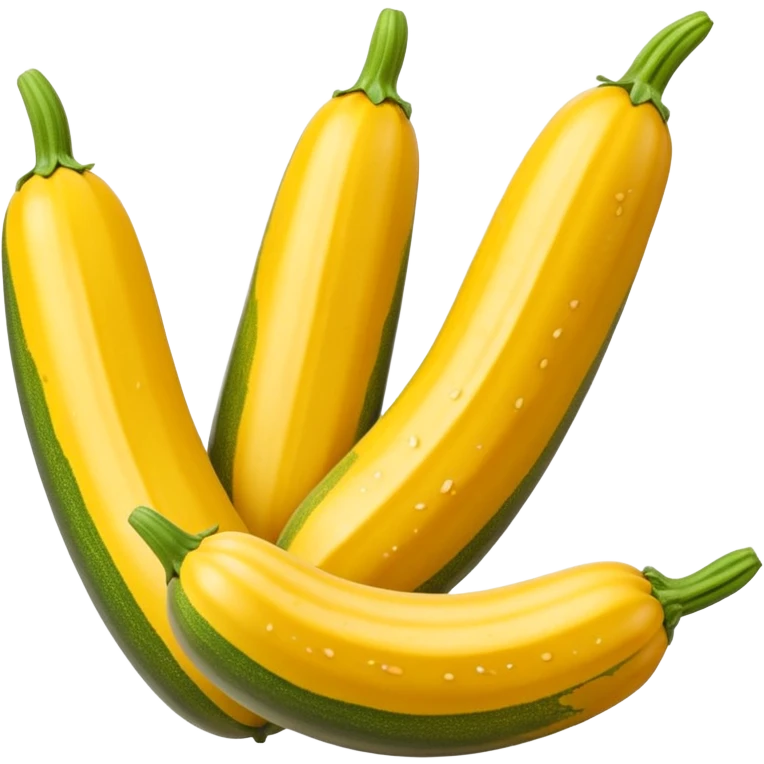 whole golden-yellow zucchini smooth glossy skin gently tapered green stem subtle natural stripes mottling firm texture fresh look no slice or garnish apple emoji style soft lighting transparent background emoji scale emoji