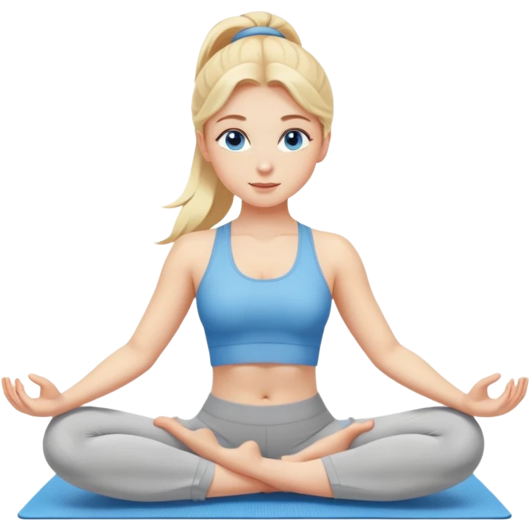 Blonde hair blue eyes female yoga stretching  emoji