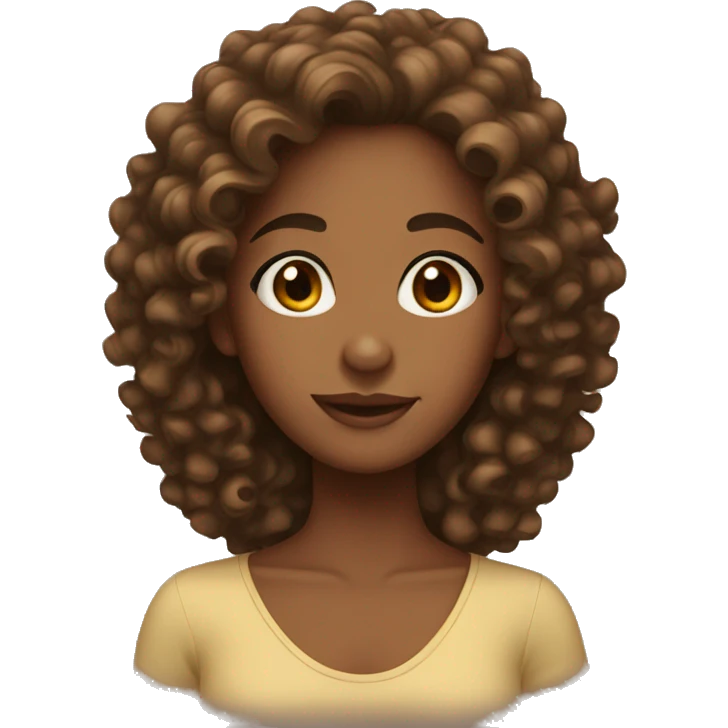 A brown-skinned girl with curly hair emoji