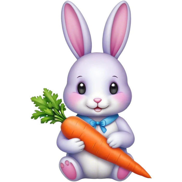 Rainbow bunny with carrot emoji