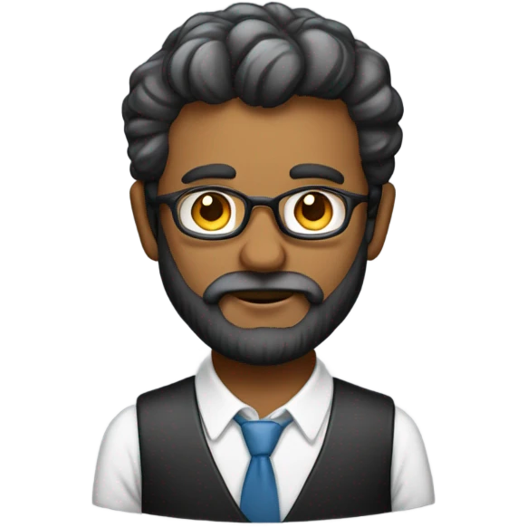 Professor de camisa preta com barba e fazendo anotação  emoji