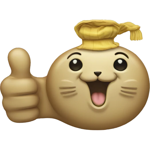 coin of a seal with thumbs up hand emoji