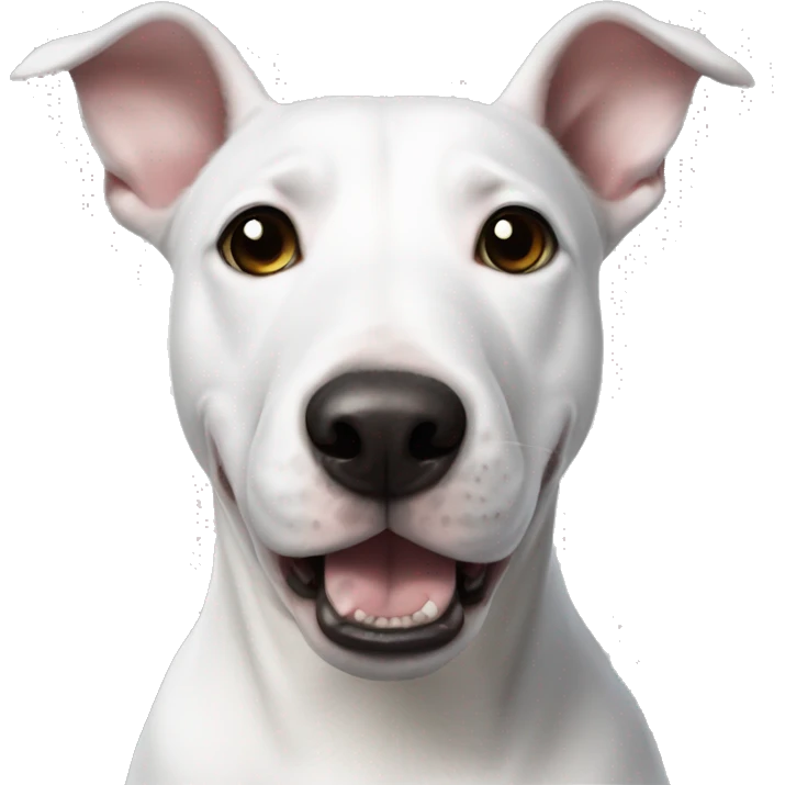 white bull terrier with black ears and a black spot on the eye emoji