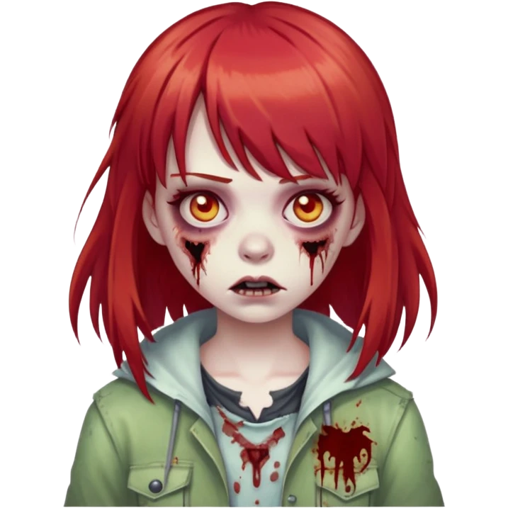 zombie girl with red hair and bangs emoji
