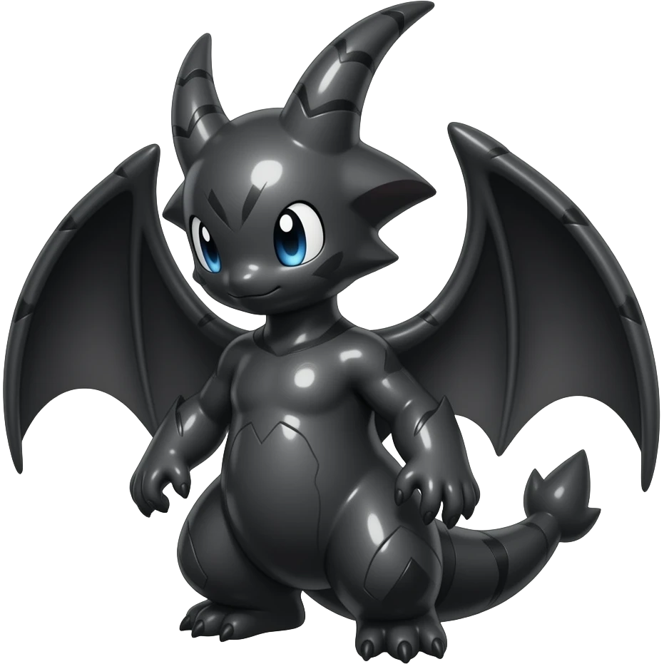 Shiny glossy melanistic oily Meloetta-Giratina-Noibat-Pokémon-Fakémon-fusion-hybrid-creature emoji