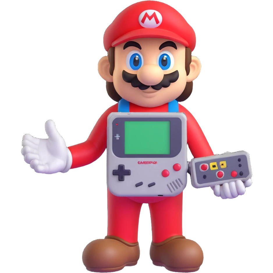 Super Mario with a Gameboy, retro vibe emoji