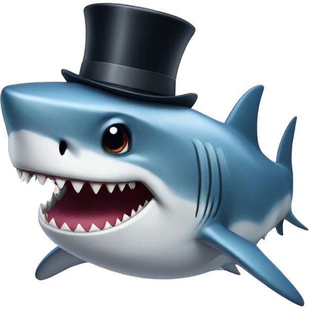 Shark with a top hat emoji