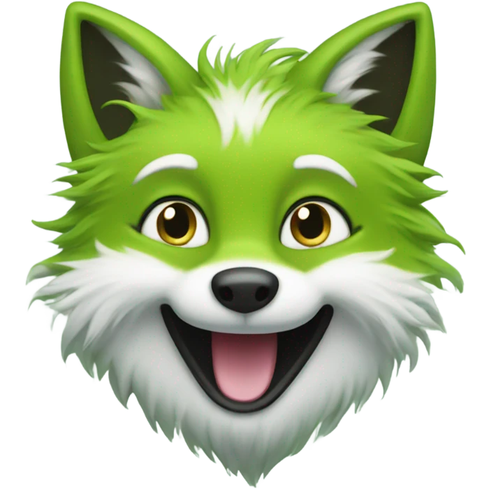 Green fluffy fox that is smiling emoji
