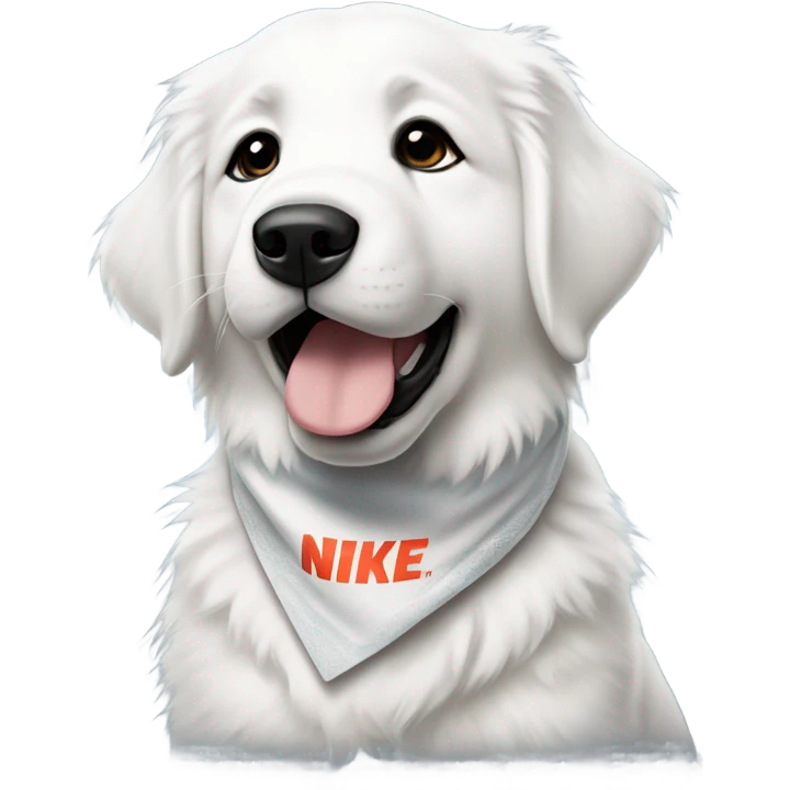 Great Pyrenees puppy with Nike emoji