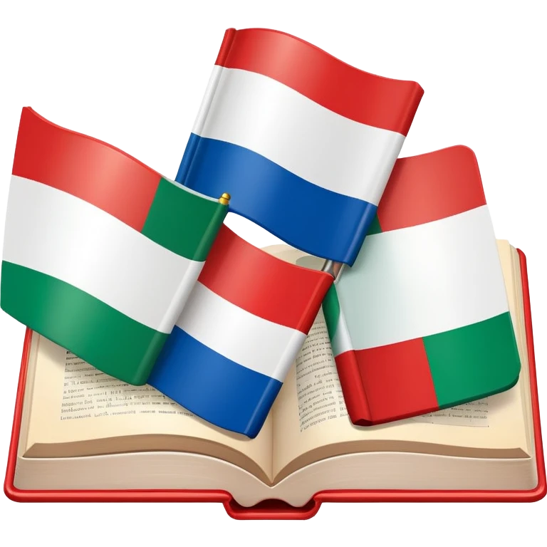 Italian to English dictionary book cover with Italian and English flags emoji