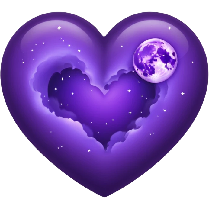 dark purple heart with a purple Moon emoji