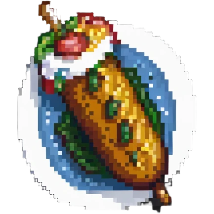 Korean corn dog, pixel art style, retro vibe emoji