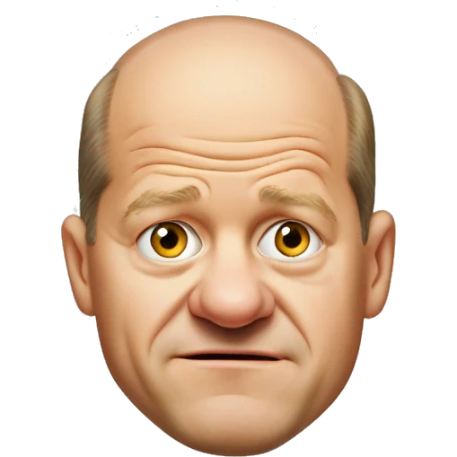photorealistic Olaf Scholz embarrassed, guiltily shrugs sad emoji
