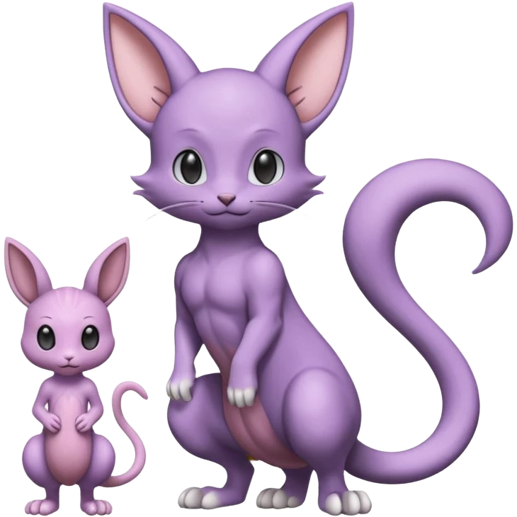 Pastel dull greyish anthropomorphic digitigrade Beerus-Mewtwo-Venom-Espurr-Minccino-hybrid-animal-ET-species-creature, full body  emoji