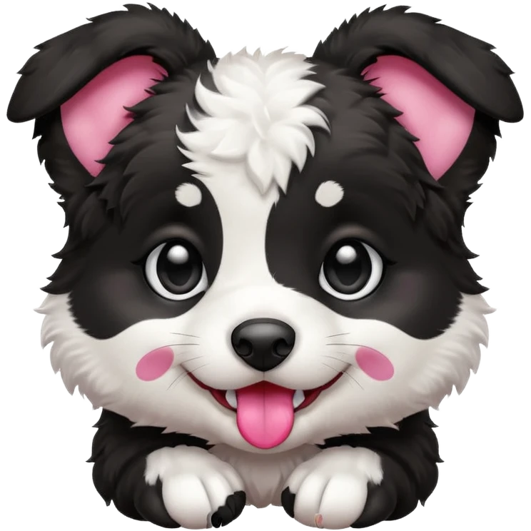 playful black and white Aussie puppy emoji