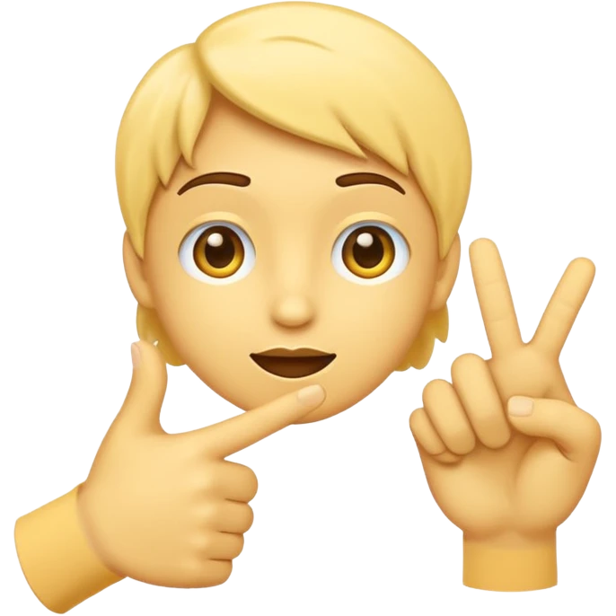a yayayoyo style face and hand emoji pointing to question and answer  emoji
