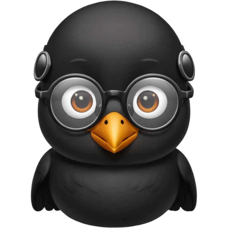 A minimalistic cute black bird with glasses emoji