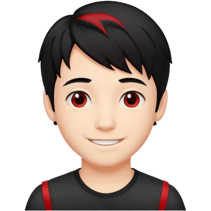 a boy with black hair and red streaks  emoji