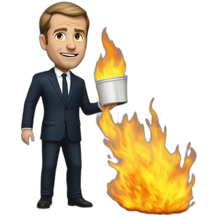 Macron burning trash emoji